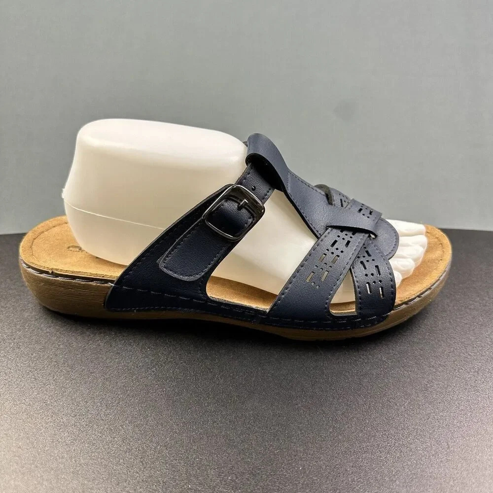 Flexus Spring Step Sandals Women 41 Blue Slip On Comfort Slide Adjustable 9.5-10